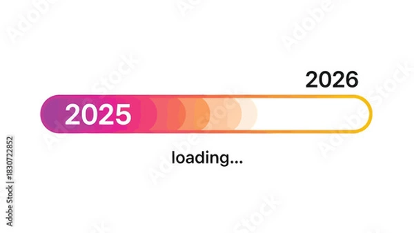 Fototapeta Vector illustration of progress bar showing the transition from the year 2025 loading towards the year 2026