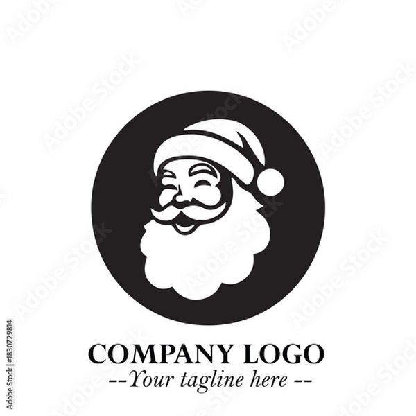 Fototapeta Santa Claus Logo Symbol in Black on White Background for Classic Holiday Branding and Design ArtPlus
