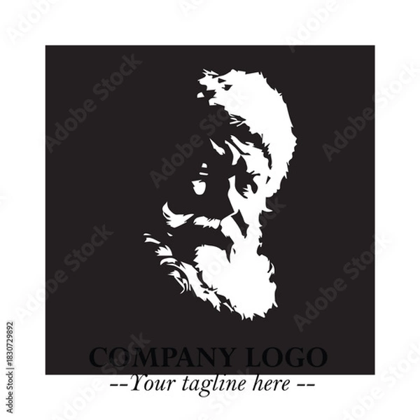 Fototapeta Santa Claus Logo Symbol in Black on White Background for Classic Holiday Branding and Design ArtPlus