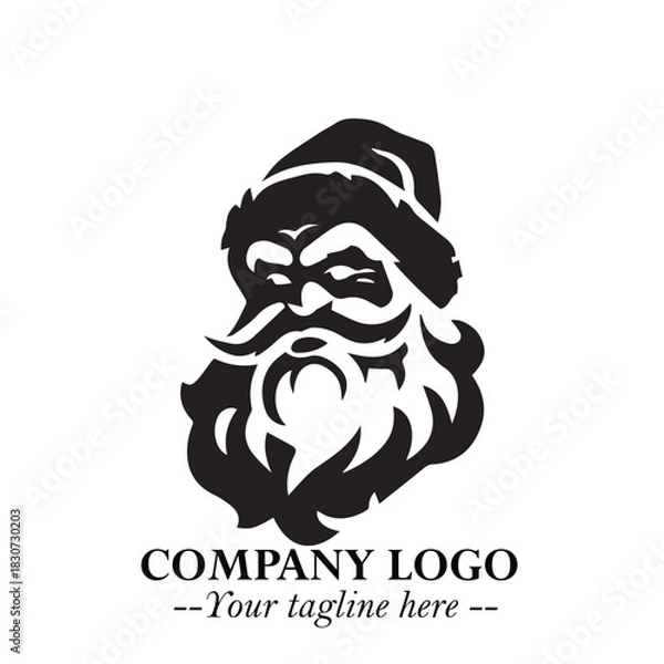 Fototapeta Santa Claus Logo Symbol in Black on White Background for Classic Holiday Branding and Design ArtPlus