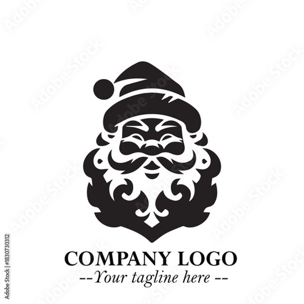 Fototapeta Santa Claus Logo Symbol in Black on White Background for Classic Holiday Branding and Design ArtPlus