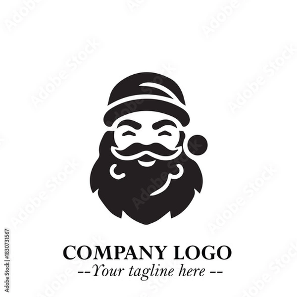 Fototapeta Santa Claus Logo Symbol in Black on White Background for Classic Holiday Branding and Design ArtPlus