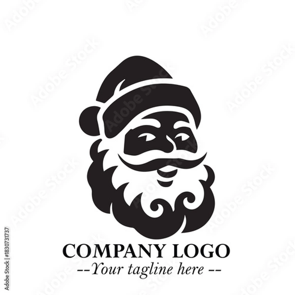Fototapeta Santa Claus Logo Symbol in Black on White Background for Classic Holiday Branding and Design ArtPlus