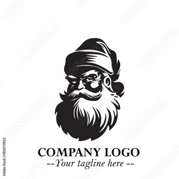 Fototapeta Santa Claus Logo Symbol in Black on White Background for Classic Holiday Branding and Design ArtPlus