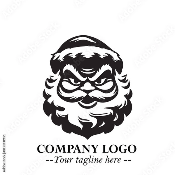 Fototapeta Santa Claus Logo Symbol in Black on White Background for Classic Holiday Branding and Design ArtPlus