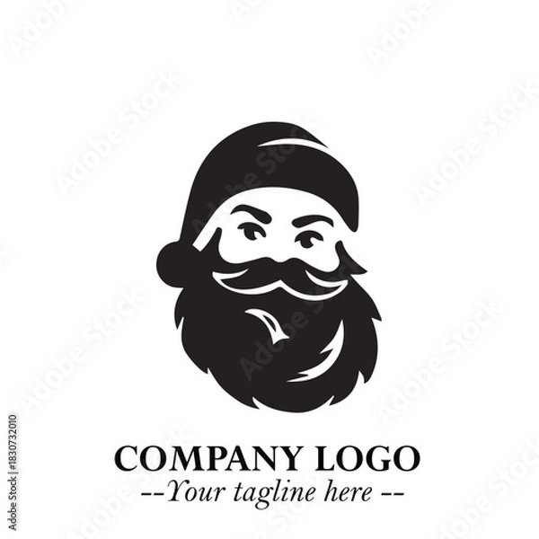 Fototapeta Santa Claus Logo Symbol in Black on White Background for Classic Holiday Branding and Design ArtPlus