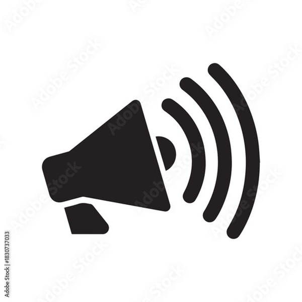 Obraz Black Silhouette Vector Icon of a Loudspeaker Megaphone Making Announcement.