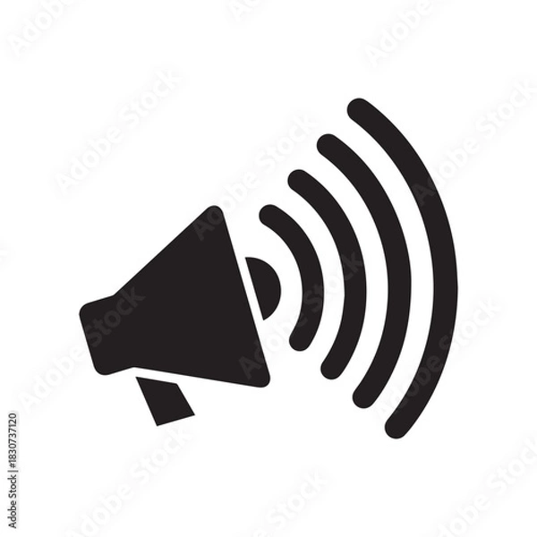 Fototapeta Black Silhouette Vector Icon of a Loudspeaker Megaphone Making Announcement.