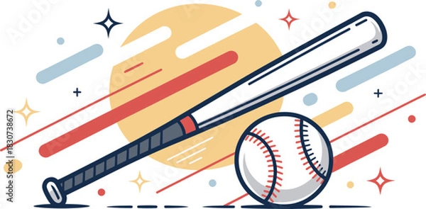 Obraz Softball icon flat design vector illustration of a ball in action