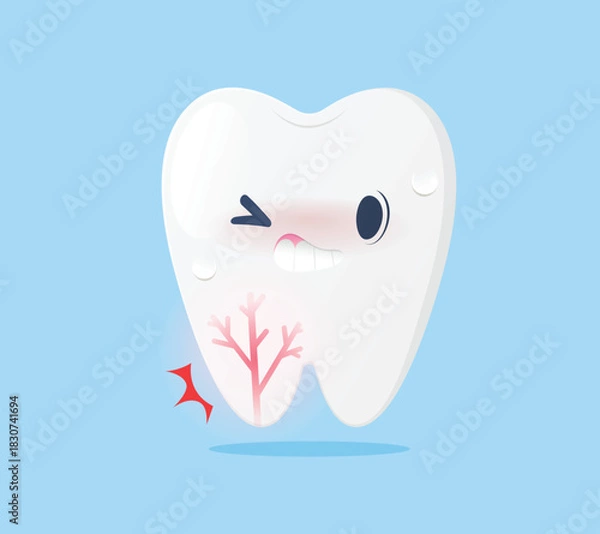 Fototapeta Tooth Cartoon Showing Root Pain and Sensitivity Symptom