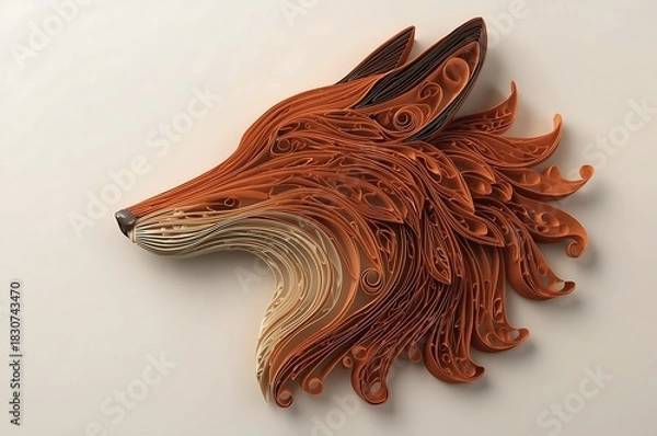 Obraz Intricate quilled paper sculpture captures the majestic head of a red fox in vivid detail
