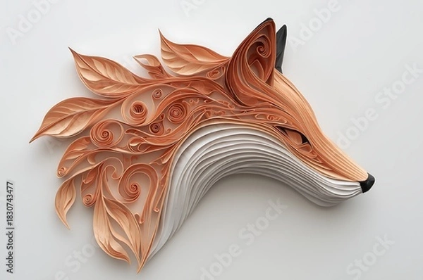 Obraz Intricate paper quilling art captures the majestic head of a red fox in stunning detail