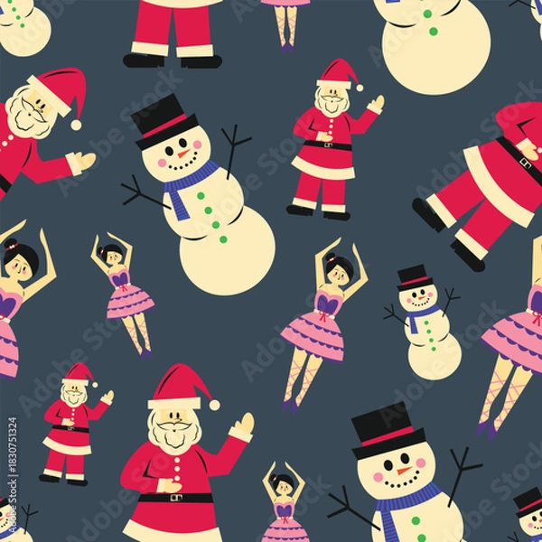 Obraz Christmas Seamless Pattern with Character