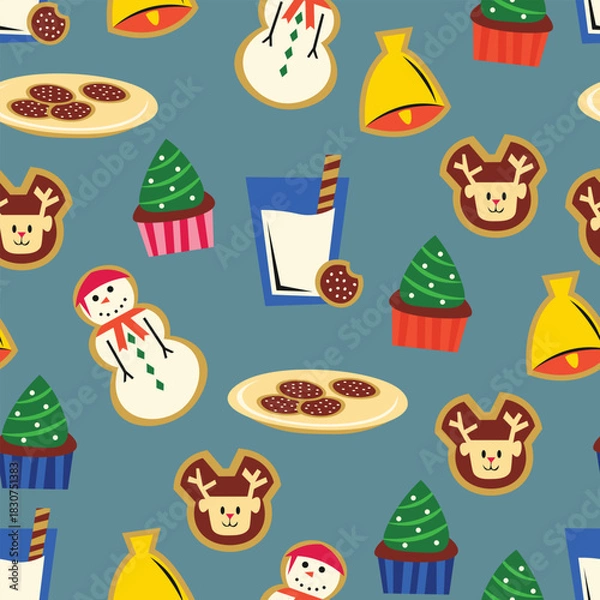 Obraz Christmas Seamless Pattern with Food