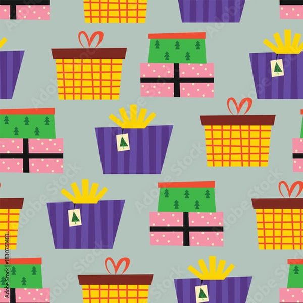 Obraz Christmas Seamless Pattern with Gift