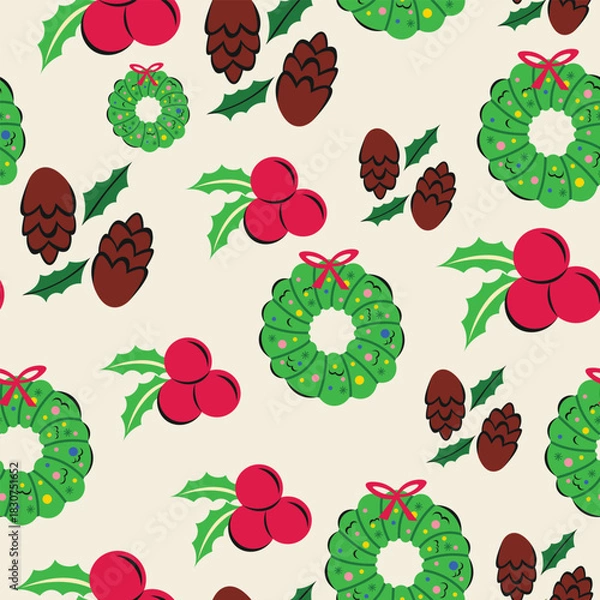 Obraz Christmas Seamless Pattern with Icon