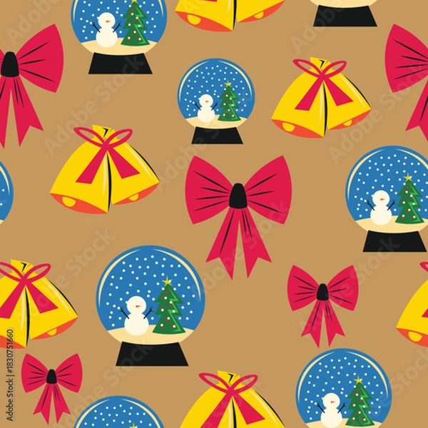 Obraz Christmas Seamless Pattern with Icon
