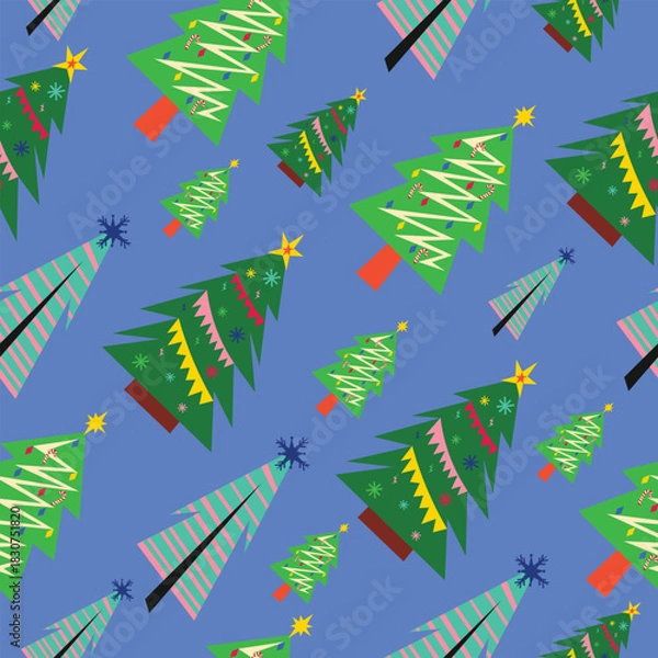 Obraz Christmas Seamless Pattern with Tree