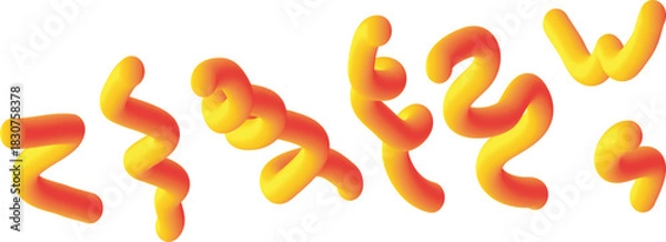Obraz Vibrant Abstract Orange and Yellow Wavy Spiral Shapes on a Clean Background