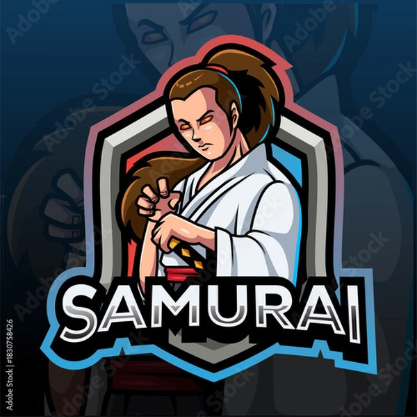 Obraz samurai esport mascot logo design