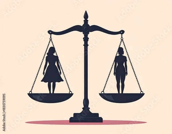 Fototapeta Scales with female figures symbolizing equality