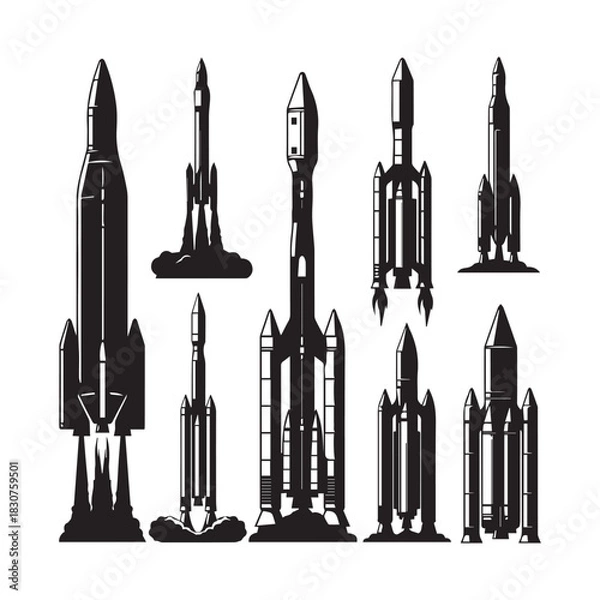 Fototapeta Rocket Silhouettes