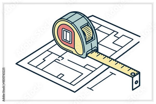 Fototapeta Construction Blueprint Illustration Set Architecture and Engineering Line Art