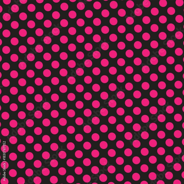 Fototapeta  Abstract monochrome backdrop red and black polka dot pattern. Background with points, dots, circles. Futuristic panel. Vector illustration