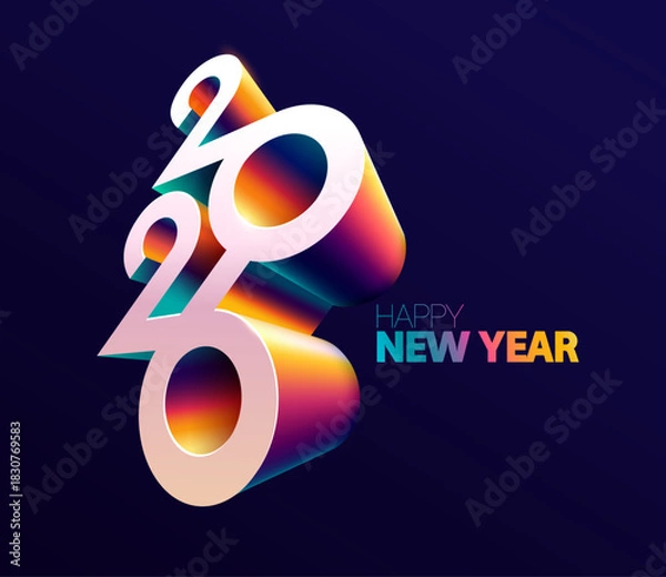 Fototapeta Happy New year 2026. 3D colorful numbering design. Bright greeting card with calendar date.