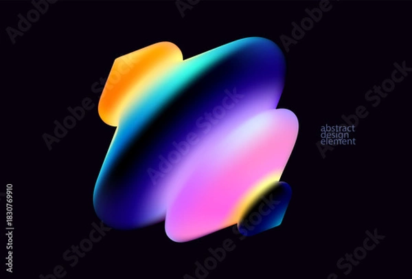 Fototapeta Abstract gradient 3D geometric shapes.  Colorful vector design elements.