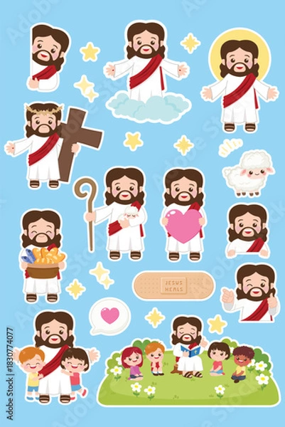 Obraz Jesus Christ in different pose sticker sheet