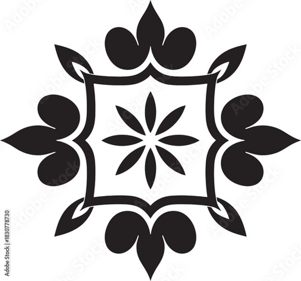Fototapeta Ornate symmetrical floral vector design element and graphic icon