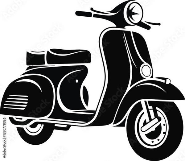Fototapeta Vintage moped scooter vector silhouette isolated graphic design