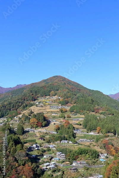 Obraz 落合集落　澄んだ秋の空　(徳島県　東祖谷）