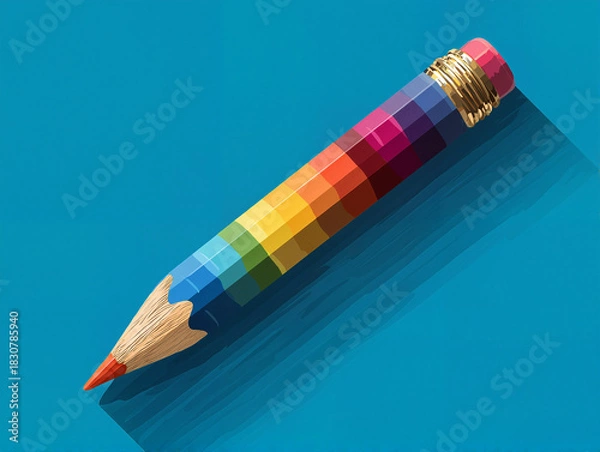 Obraz Colorful pencil on blue background
