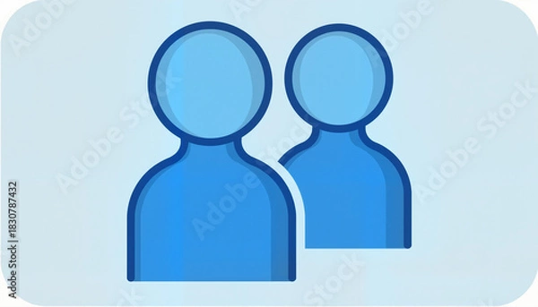 Obraz Two abstract figures interacting on a blue background
