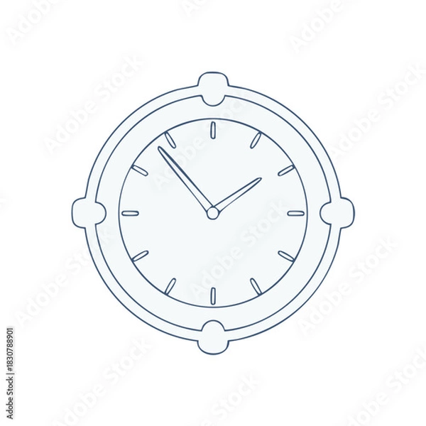 Fototapeta Minimalist graphic clock showing time concept in outline design