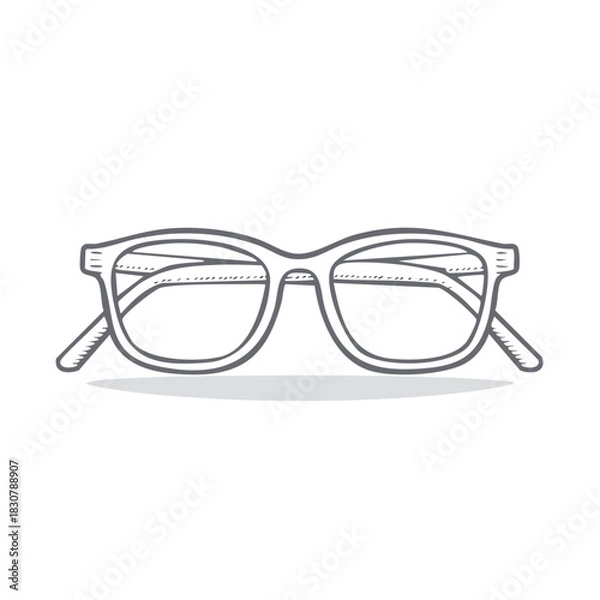 Fototapeta Line Art Illustration of Eyeglasses with Shadow Vision Correction Optometry Eye Care