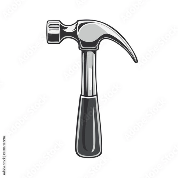 Fototapeta Craftsmanship and Construction: Illustrative Hammer Tool with Refined Chrome Head and Black Handle