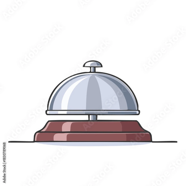 Fototapeta Vector illustration of a classic hotel reception service bell on a wooden base