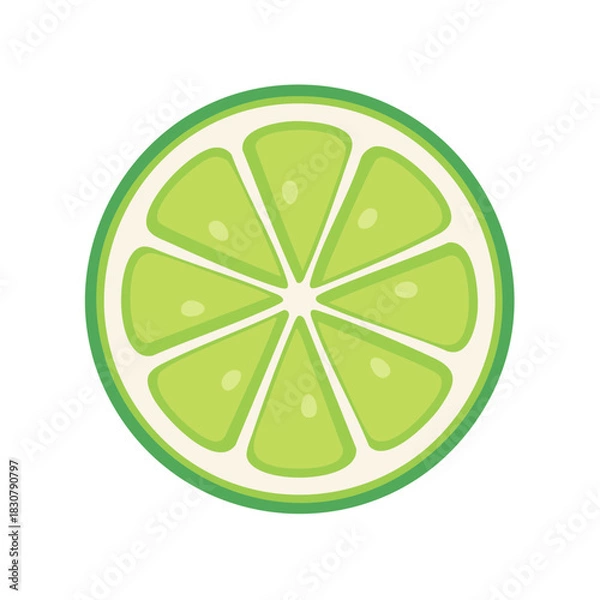 Fototapeta Sliced Lime Fruit Design Isolated on White Background