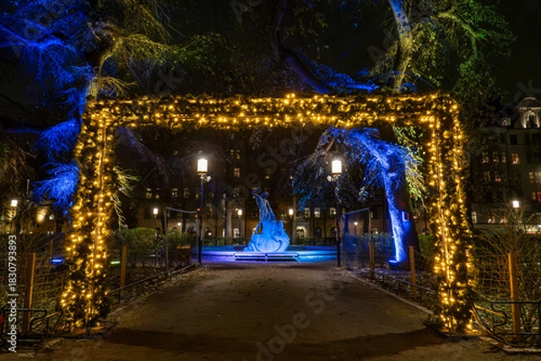 Obraz Stockholm, Sweden  Festive lights at  the Christmas market at Mariatorget.