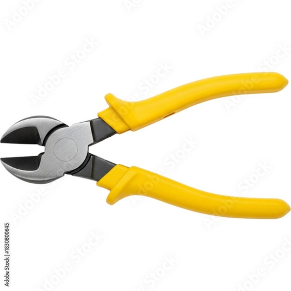 Fototapeta Yellow Wire Cutter Tool Isolated on Black Background Metal Cutting Plier Heavy Duty on transparent background