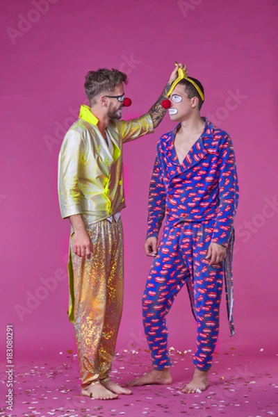 Obraz Clowns in pajamas background isolated