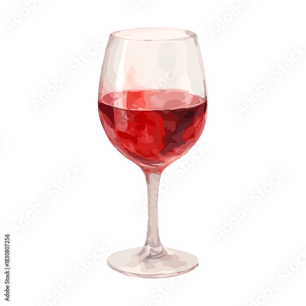 Fototapeta Red Wine Glass Vector Illustration with Soft Gradient Effect