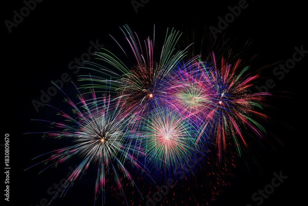 Fototapeta 長野えびす講花火大会の美しく放物線を描く花火