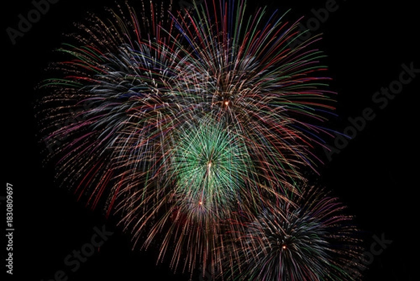 Fototapeta 長野えびす講花火大会の美しく放物線を描く花火