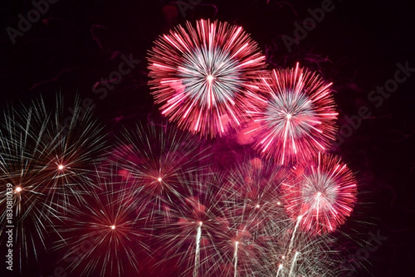 Fototapeta 長野えびす講花火大会の美しく放物線を描く花火
