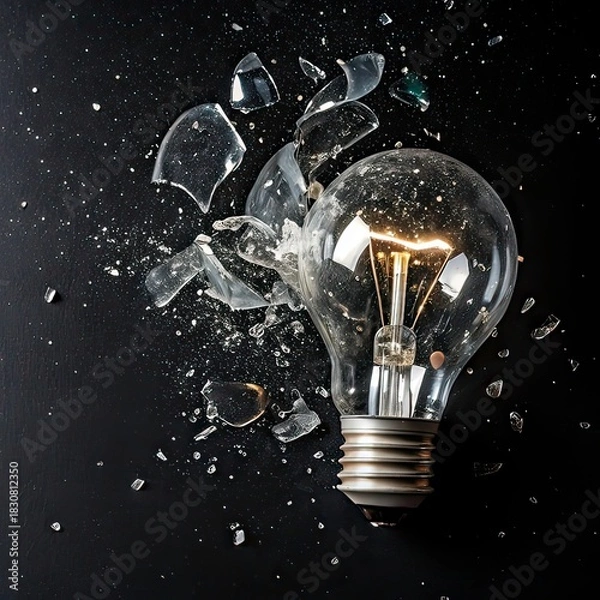 Obraz light bulb on black background