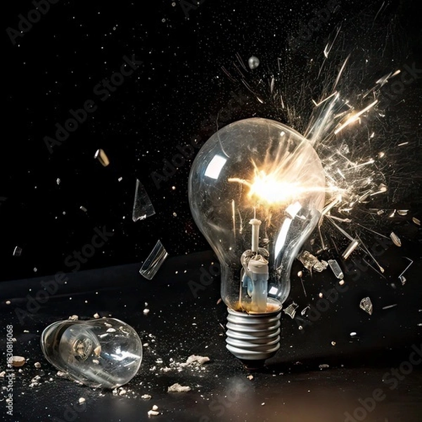 Obraz light bulb on black background